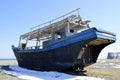 Abandoned North Korean fishing schooner on the shore of the Sea of Ã¢â¬ÂÃÂÃâÃÂÃ¢â¬Â¹Ã¢â¬ÂÃÂÃâÃÂÃ¢â¬Â¹Japan, Primorye, Russia.